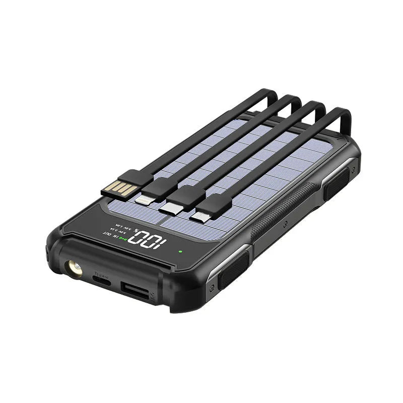 Black, green, and orange military grade mobile power bank showing 10000mAh and 20000mAh capacity options
