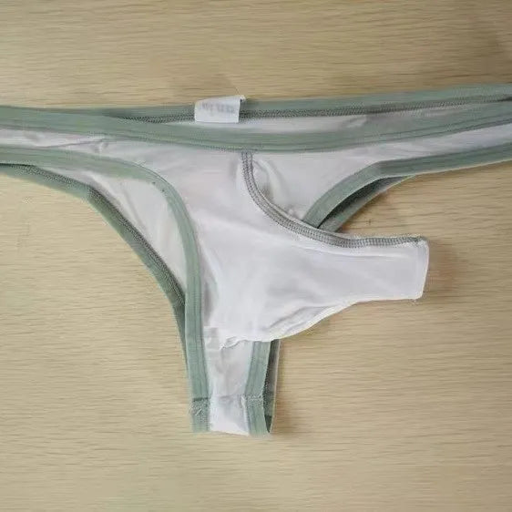 Men's Ice Silk elephant nose design briefs shown in multiple colours including army green, black, and sky blue.