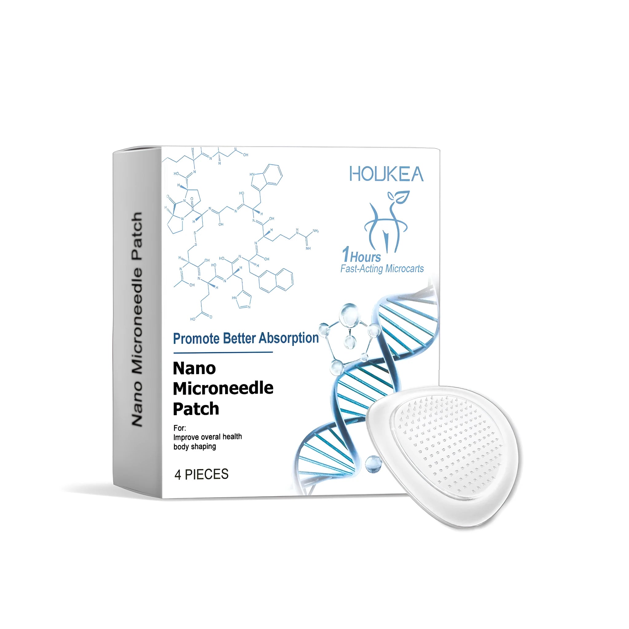 Four nano microneedle facial patches in a pack for botanical skincare.