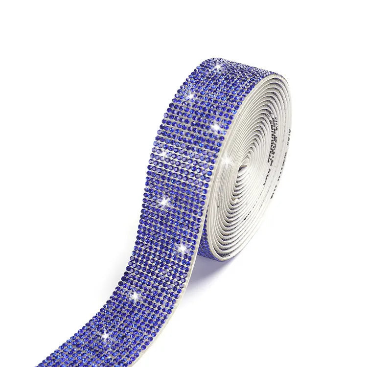 Self-adhesive electroplated glass water drill strips for clothing and shoe decoration in white and AB colours