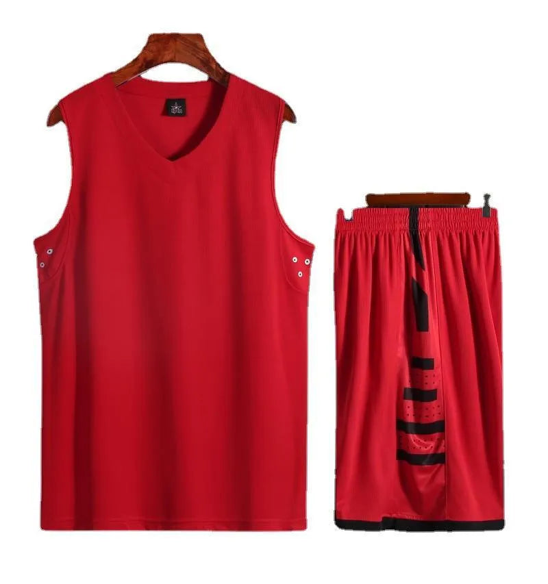 Student campus competition breathable sports vest and shorts set in black and white chemical fiber blend for basketball and running training sizes 2XS to 6XL