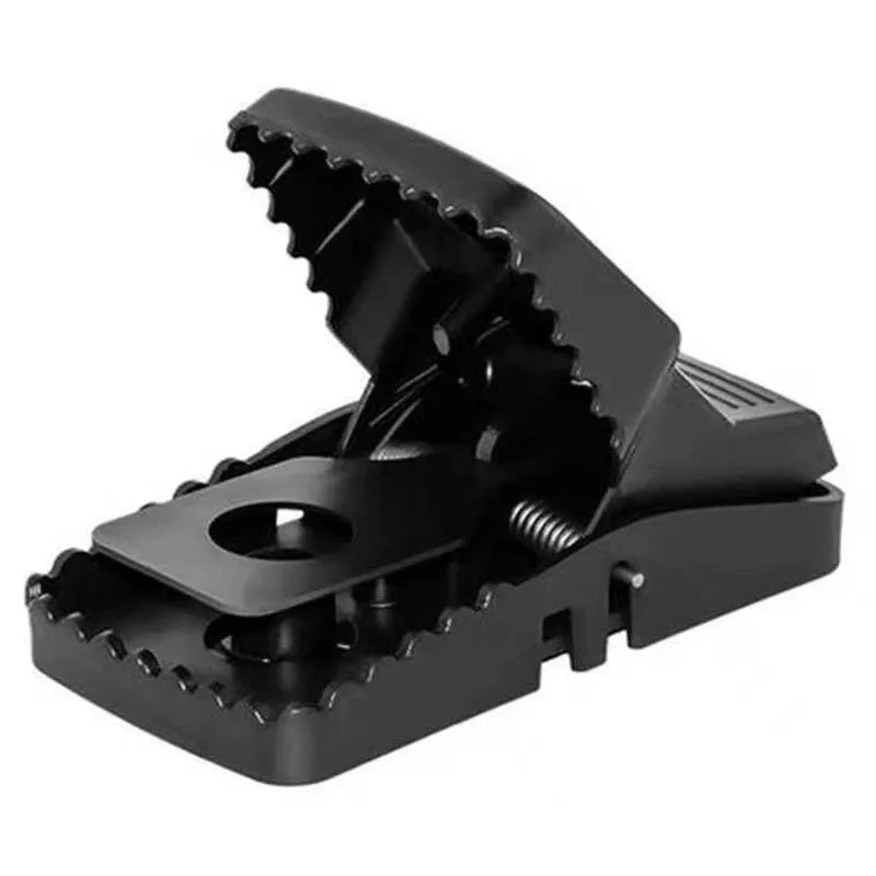 Automatic mouse trap cage with metal spring mechanism and plastic housing in multiple sizes for indoor rodent control