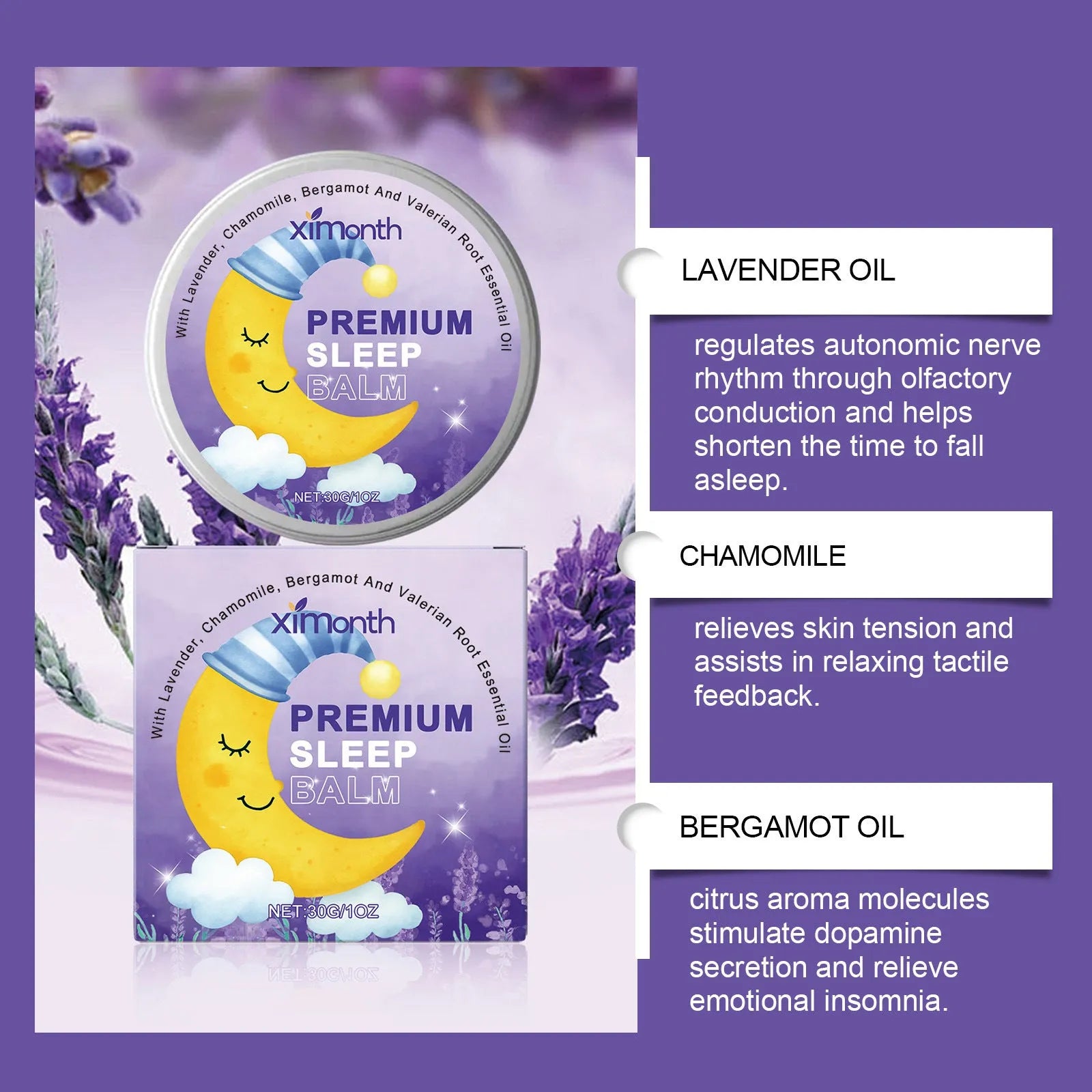 30g jar of Sleep Goodnight cream with lavender and chamomile for night application