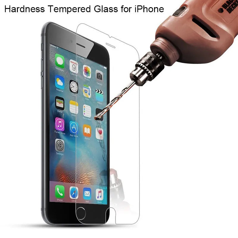 Transparent tempered glass screen protector for Apple iPhone with anti-fingerprint coating