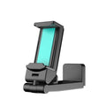 Foldable rotating phone holder in black, grey or green colours showing adjustable angle and universal phone compatibility