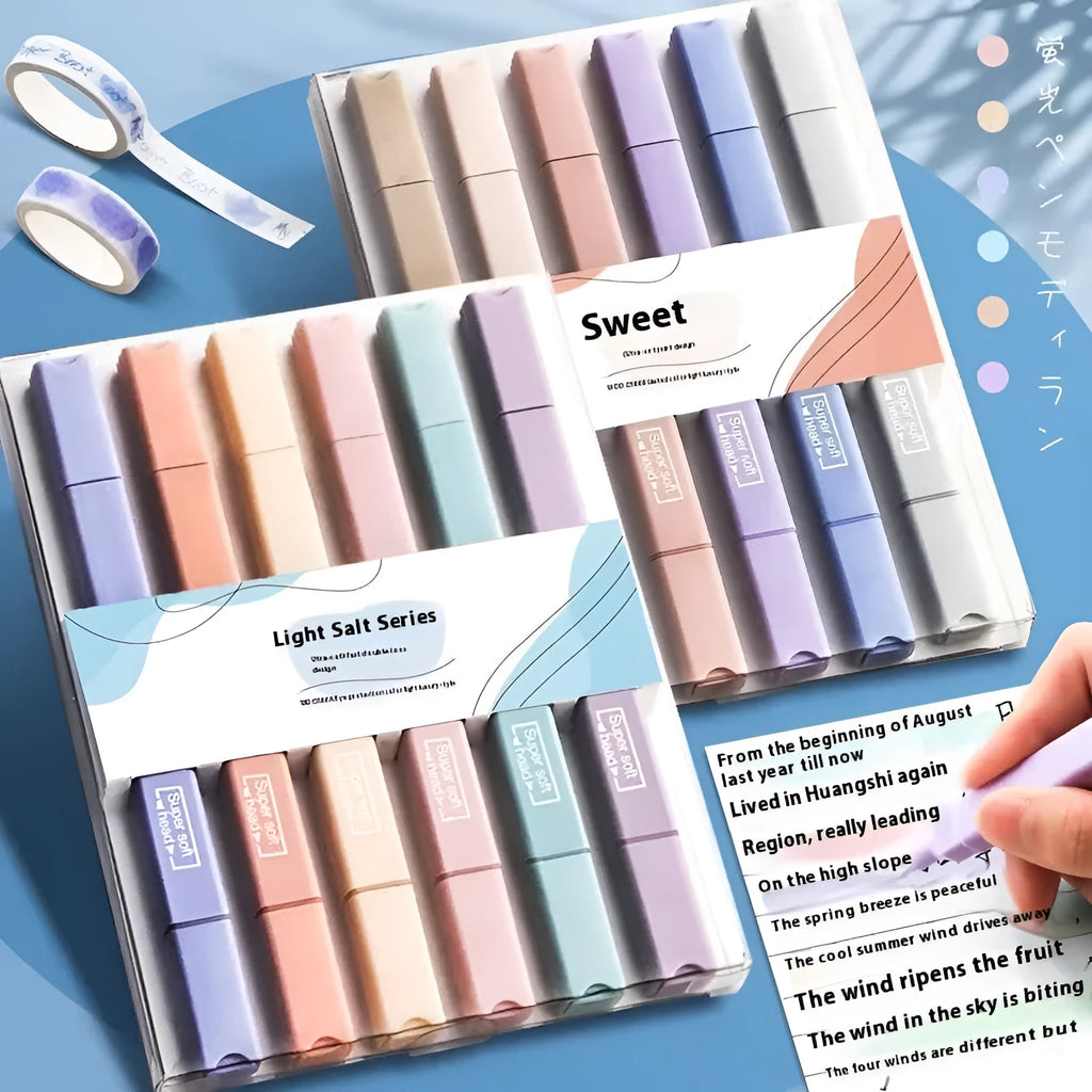 Set of double-ended fluorescent marking pens in assorted colours from the Mix, Salt, or Sweet series.