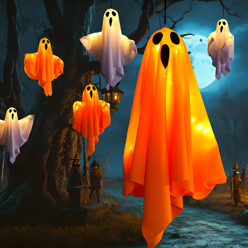 White cloth ghost light with luminous glow for Halloween indoor parties