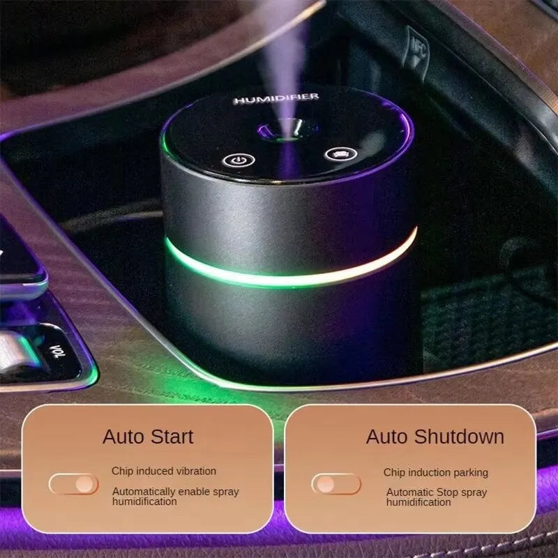Aluminium car humidifier diffuser with 260ml water capacity and USB cable