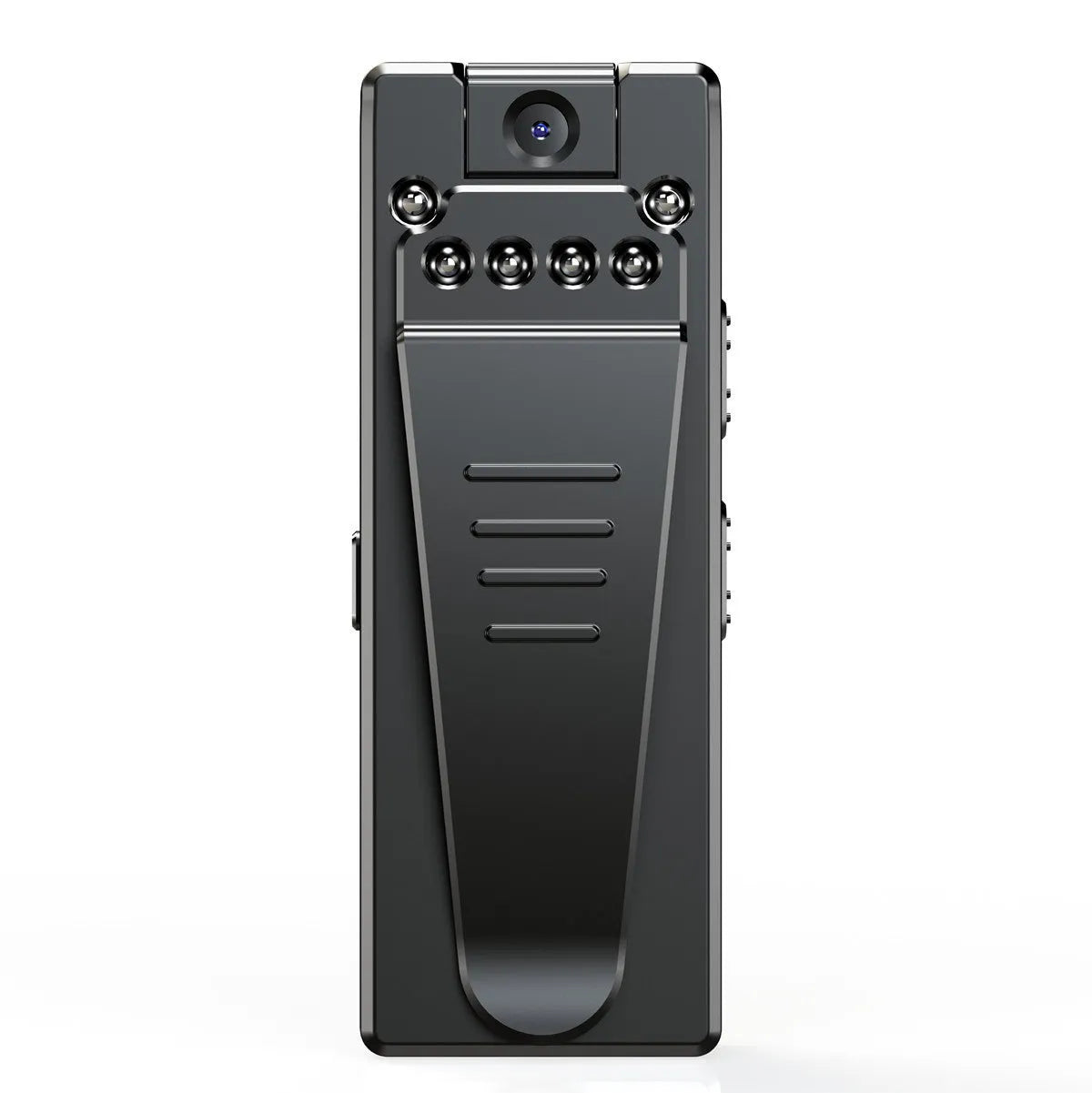 Black 1080p HD DV home camera with rotating body on a stand.