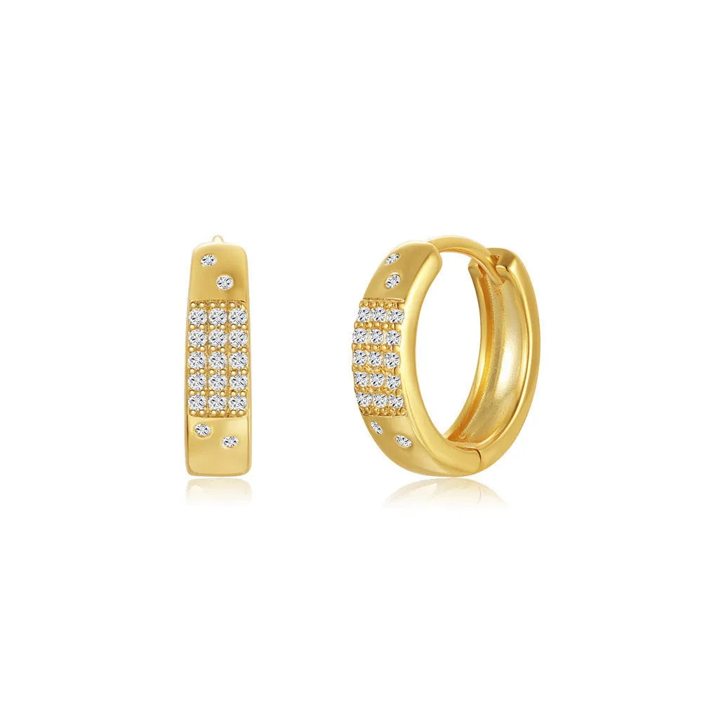 Brass geometric earclip earrings with electroplated golden finish, round shape design