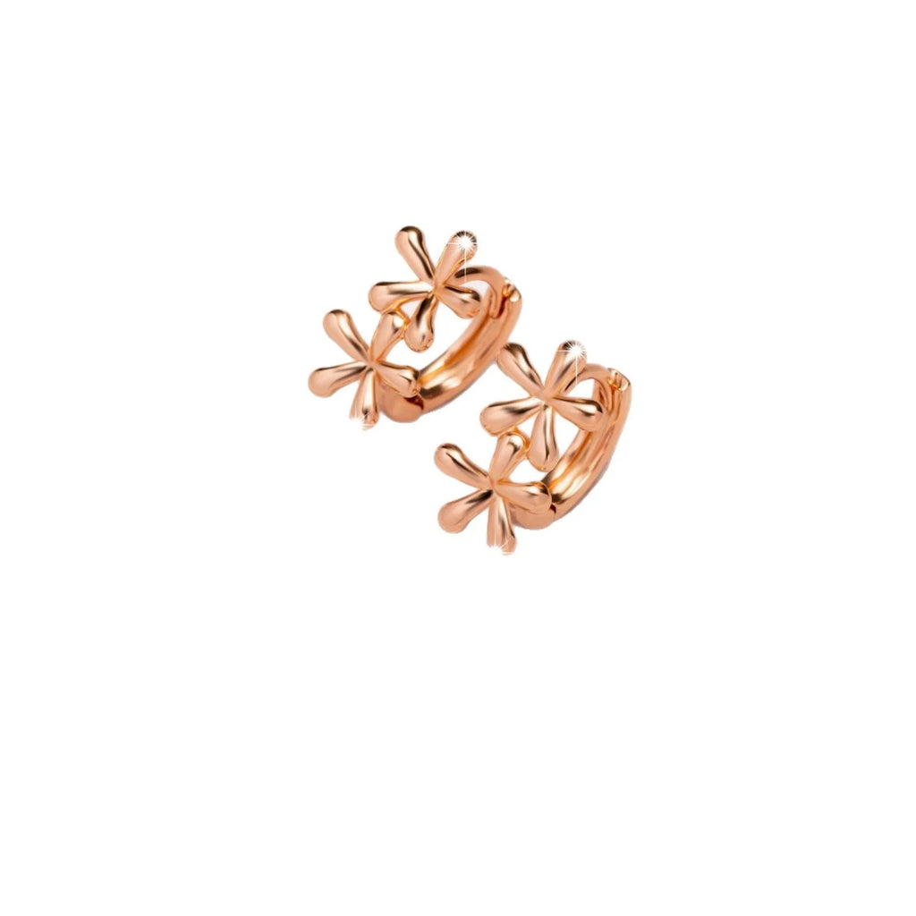 Rose gold circular waterdrop flower earrings with electroplated finish for women