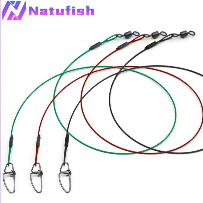 Anti-bite steel wire fishing accessories with double buckle pin in 54cm length