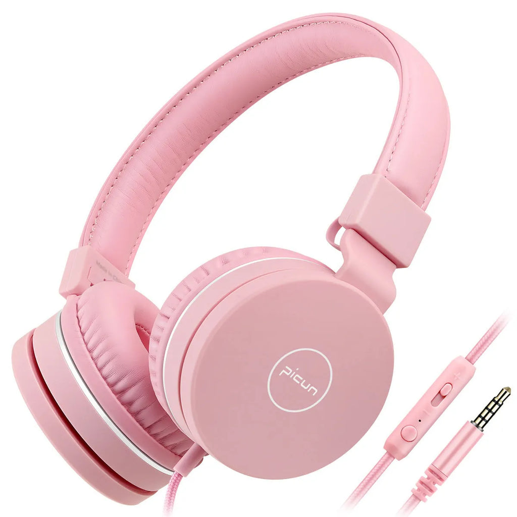 BENGOO C30 wired over-ear headphones with microphone in mint green, showing braided cable and protein ear cushions.