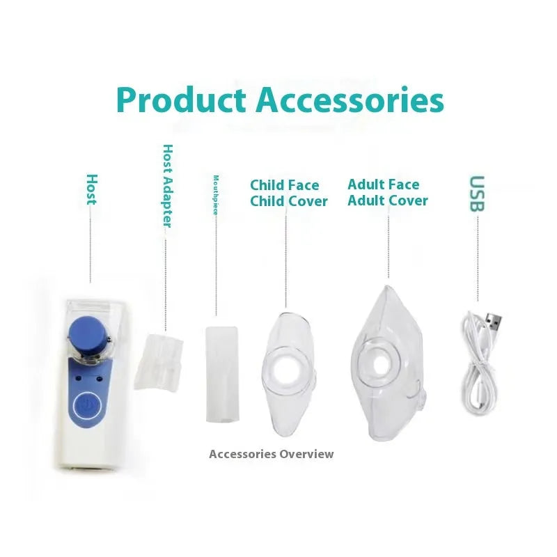 Columnar plastic USB handheld nebuliser with single mist outlet