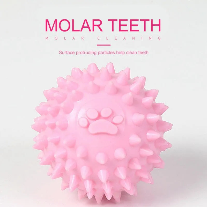 Blue TPR dog chewing ball with textured surface and 6cm diameter for teeth cleaning