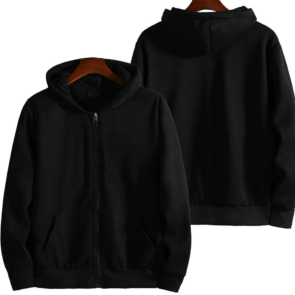 Men's loose fit sports zipper jacket in polyester-spandex fabric with zipper front