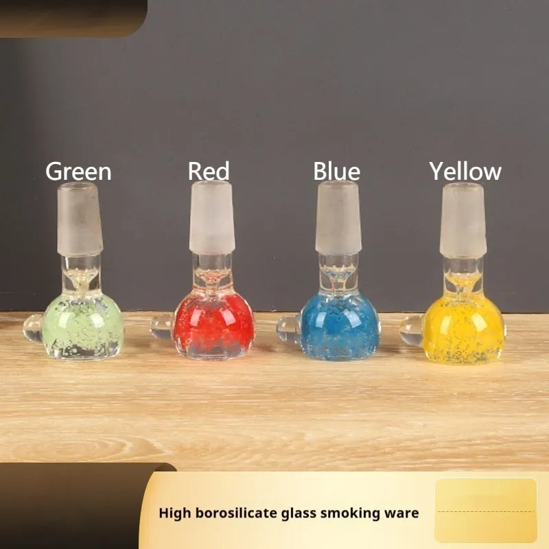 Coloured glass tobacco pipe with trumpet design measuring 7cm length