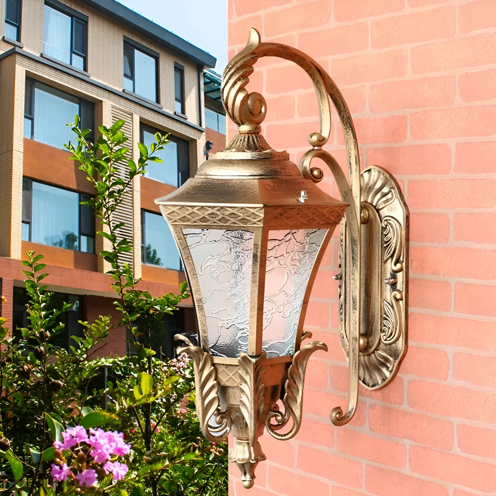 Solar-powered outdoor wall lamp in black or bronze with remote control for garden lighting