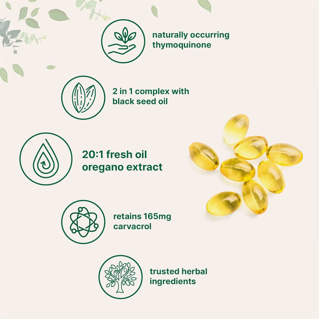 A bottle of butter black seed oil soft gel capsules for adult dietary supplement use.