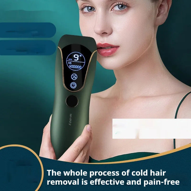 Freezing point hair removal device in sundial white, green, or pink colour for body, face, leg, and private part use