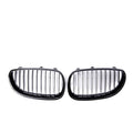 Pair of ABS carbon fibre texture front grilles for BMW 5-Series E39 E60 E66 models.