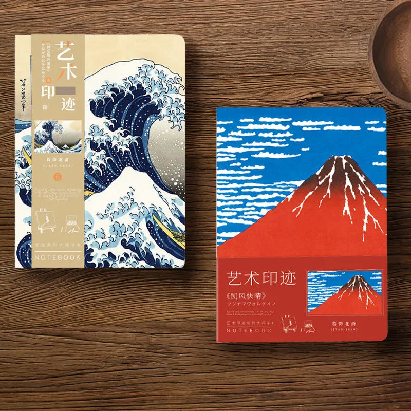 Japanese ukiyo-e art hand ledger notebook with traditional artwork cover measuring 13.2x18.3cm