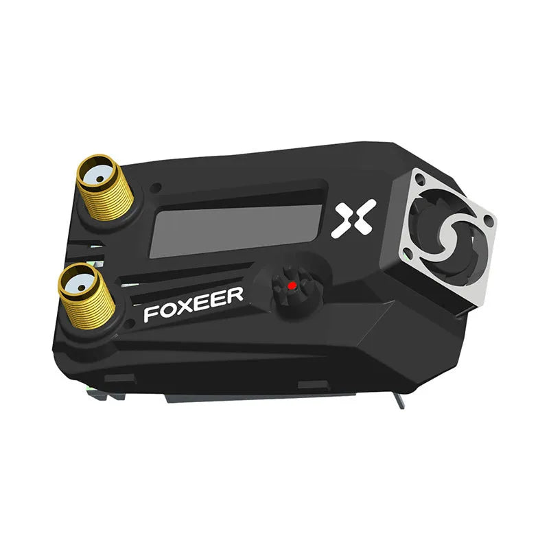 Black FPV dual receiver glasses for wireless drone video, compatible with Flying Shark systems