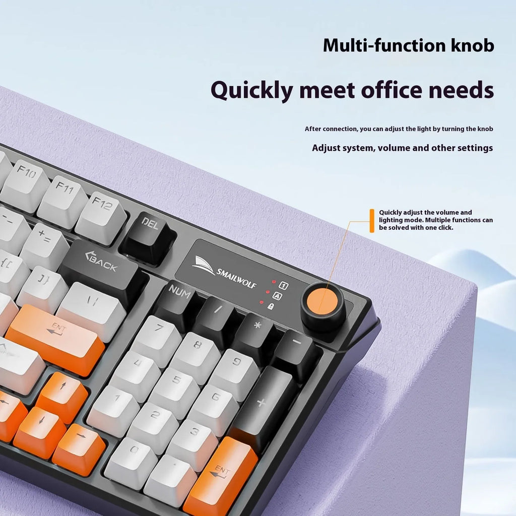SK15 wired mechanical keyboard with volume knob in compact 75% layout for laptop gaming