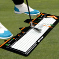 Black neoprene golf swing posture pad for stance alignment and training