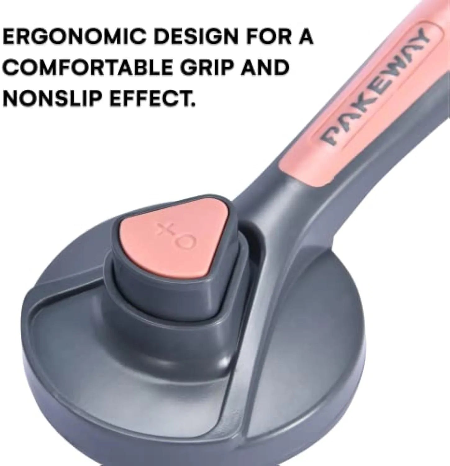 A grey self-cleaning slicker brush for grooming dogs, cats, and rabbits on a plain background.