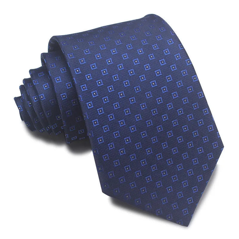 8cm wide striped polyester jacquard tie in business colours