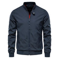 Men's solid colour casual lightweight polyester jacket shown in army green, black, or dark blue.