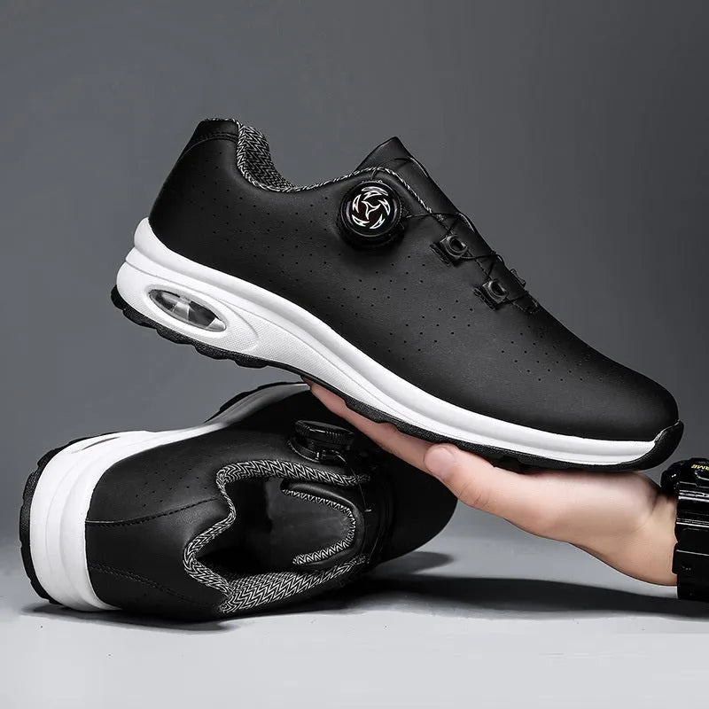 Low top casual shoes in black mesh with cross shoulder straps and white composite sole