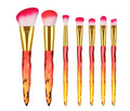 Ten clear crystal diamond-handle foundation brushes with synthetic bristles in four colour options
