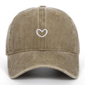 Retro baseball cap with embroidered small love heart design in soft cotton fabric, adjustable size
