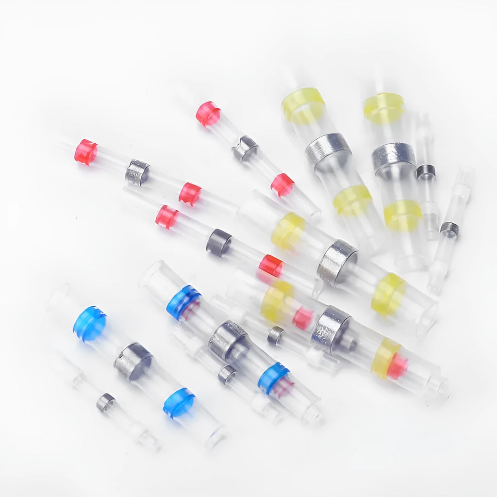 Heat shrink solder ring terminal block in multiple colours for waterproof 32A wiring connections