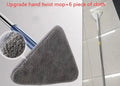 Blue extendable triangle cleaning mop with rotatable head on a stainless steel pole.