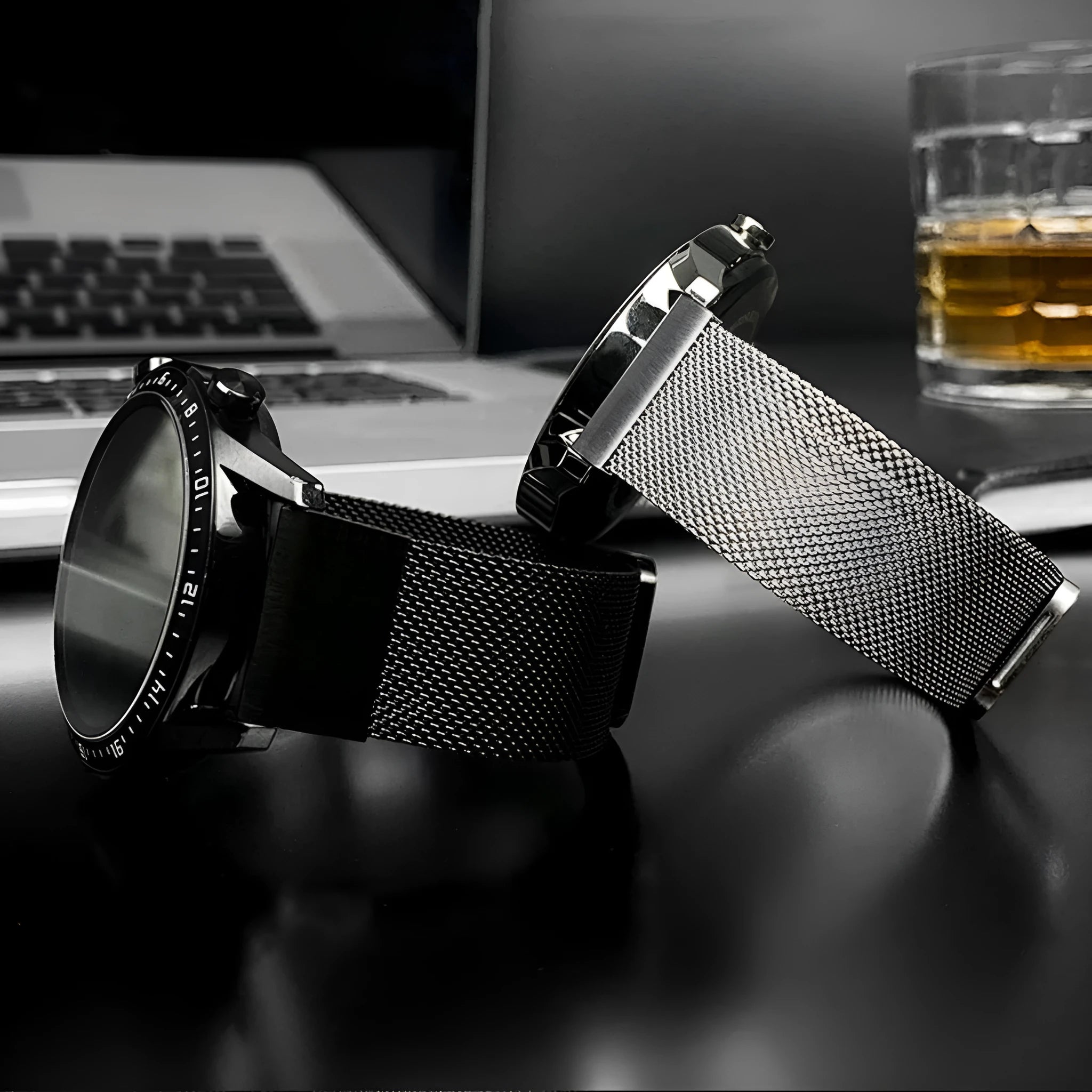 Stainless steel Garmin Fenix watch strap in silver, shown next to black, gold, and rose gold colour options.