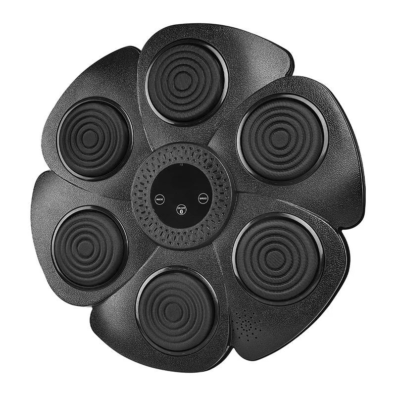 Black smart boxing wall target with LED lights and half-finger gloves for indoor training