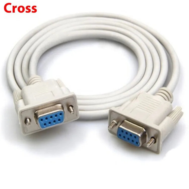 Milky white RS232 serial cable with DB9 female connectors on both ends, 1.5 metres long