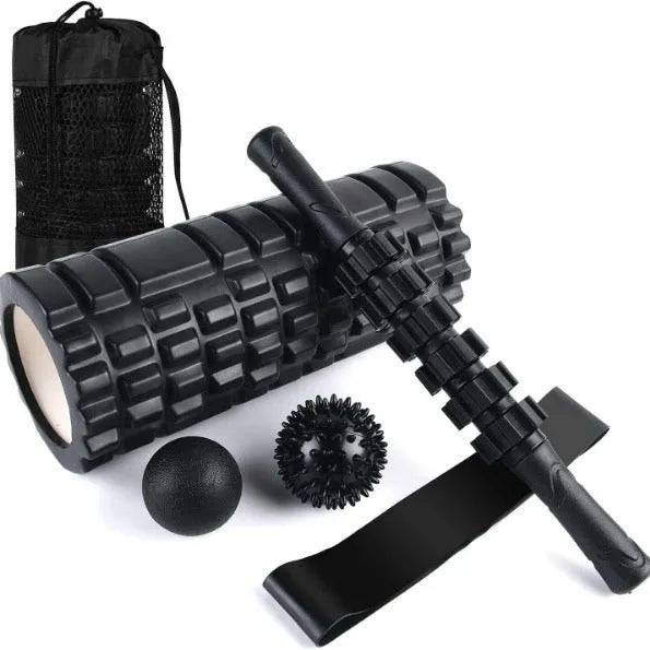 33cm black foam roller with six gear massage bars for health massage