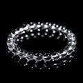 Natural Donghai Old Mine white crystal round bead bracelet on a wrist, showing geometric single strand design.