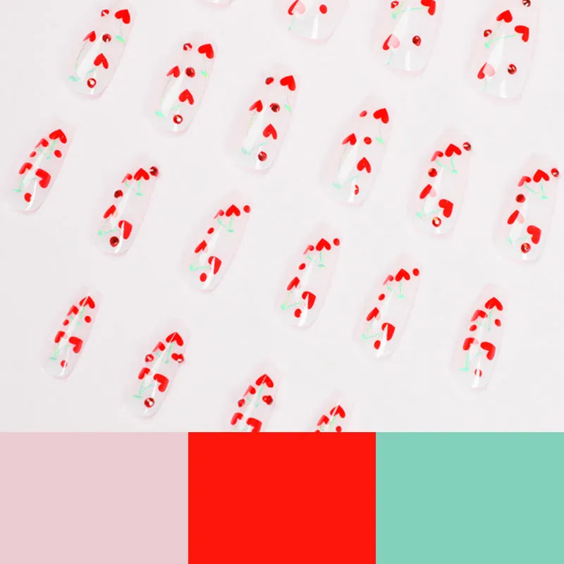 Japanese nail art decorative stickers with cherry blossom patterns and red diamond designs