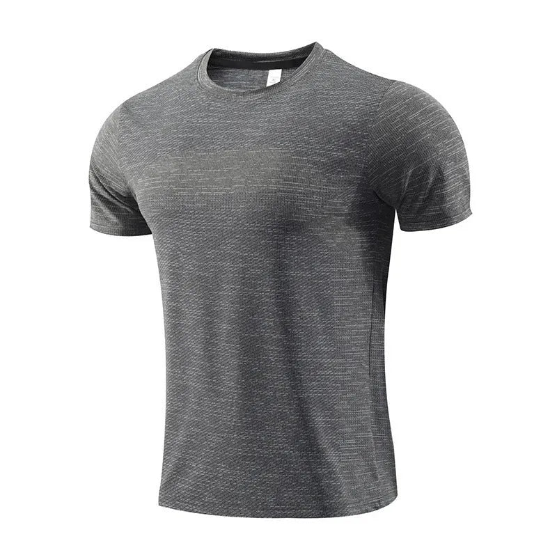 Polyester spandex sports t-shirt in red, black, or blue for running and basketball workouts
