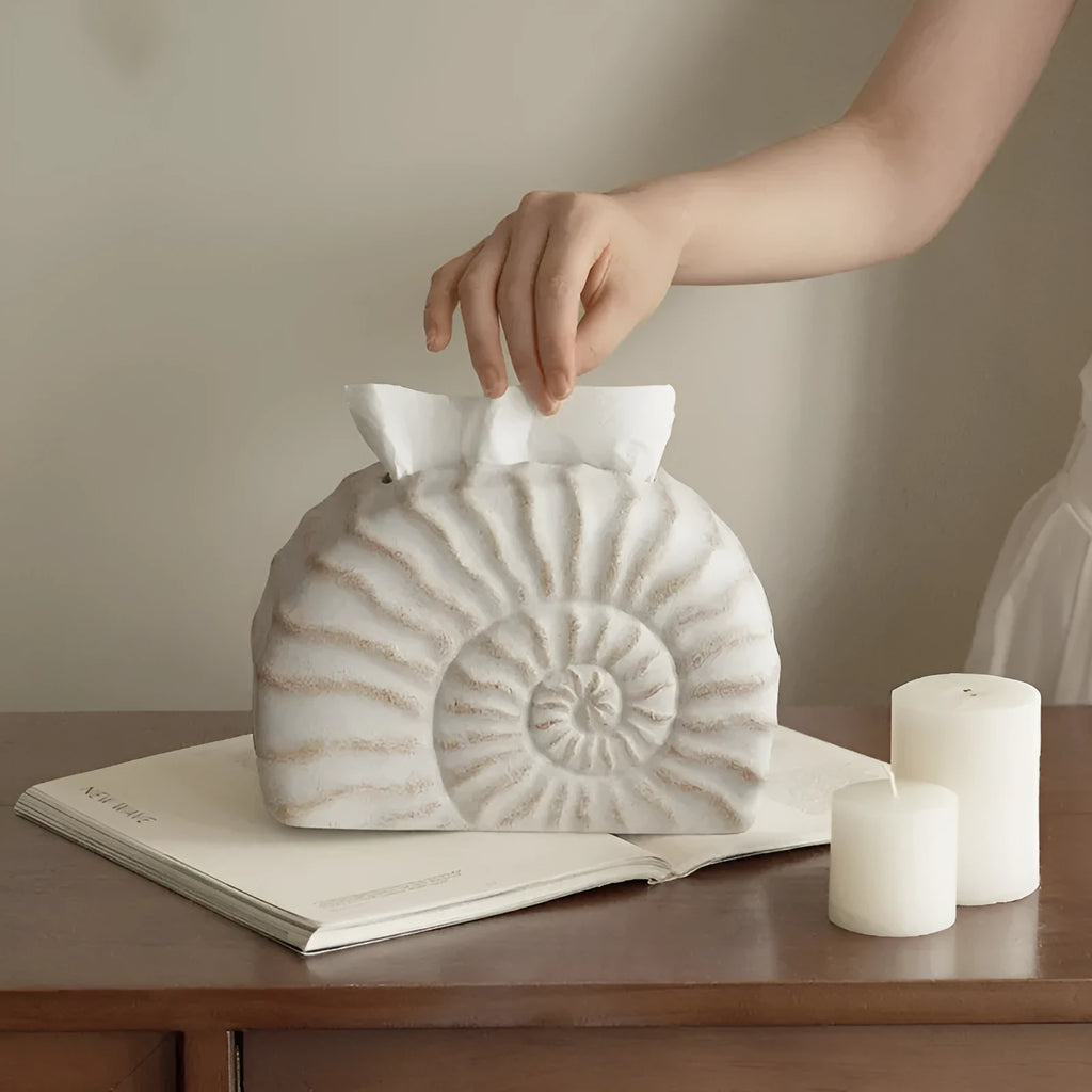 Conch Ramble coloured resin decorative tissue box cover with modern simplicity design