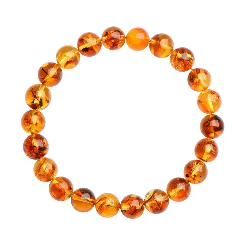 Natural yellow piebald amber bracelet with geometric beads in multiple diameter options