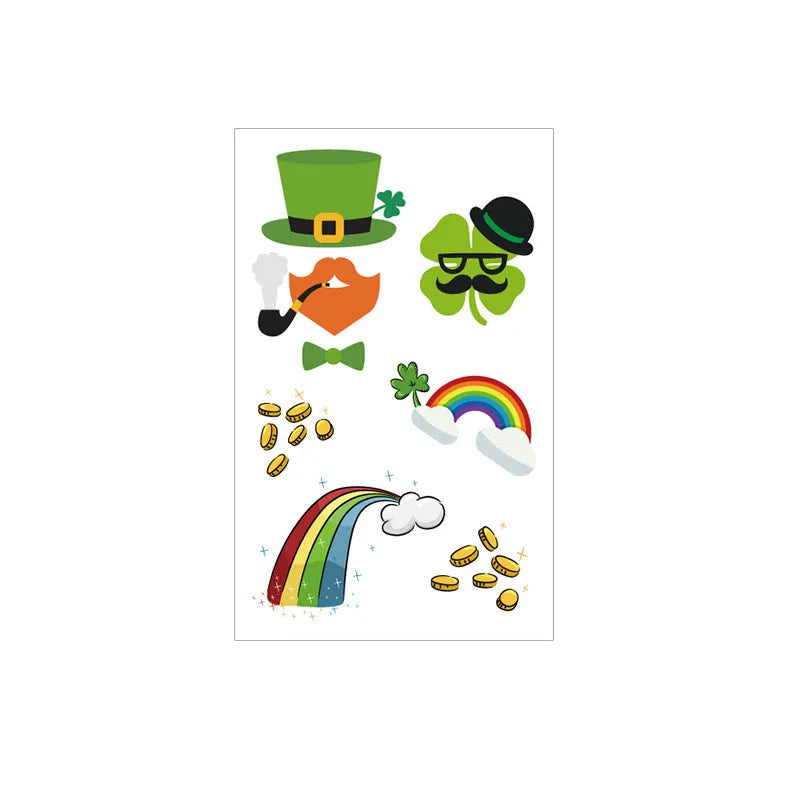 Temporary tattoo sticker paper with St Patrick's Day clover design for water transfer application
