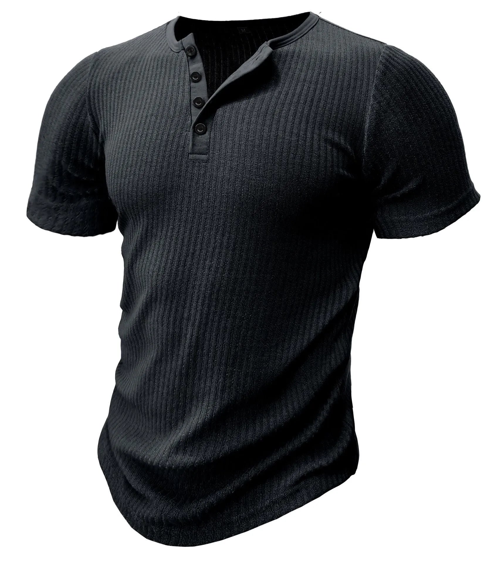 Men's slim-fit solid colour sports muscle T-shirt on a hanger, shown in khaki.