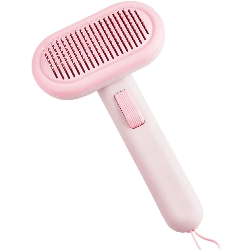 Large pet hair removal comb with stainless steel blades in light green, pink, or light grey colour options
