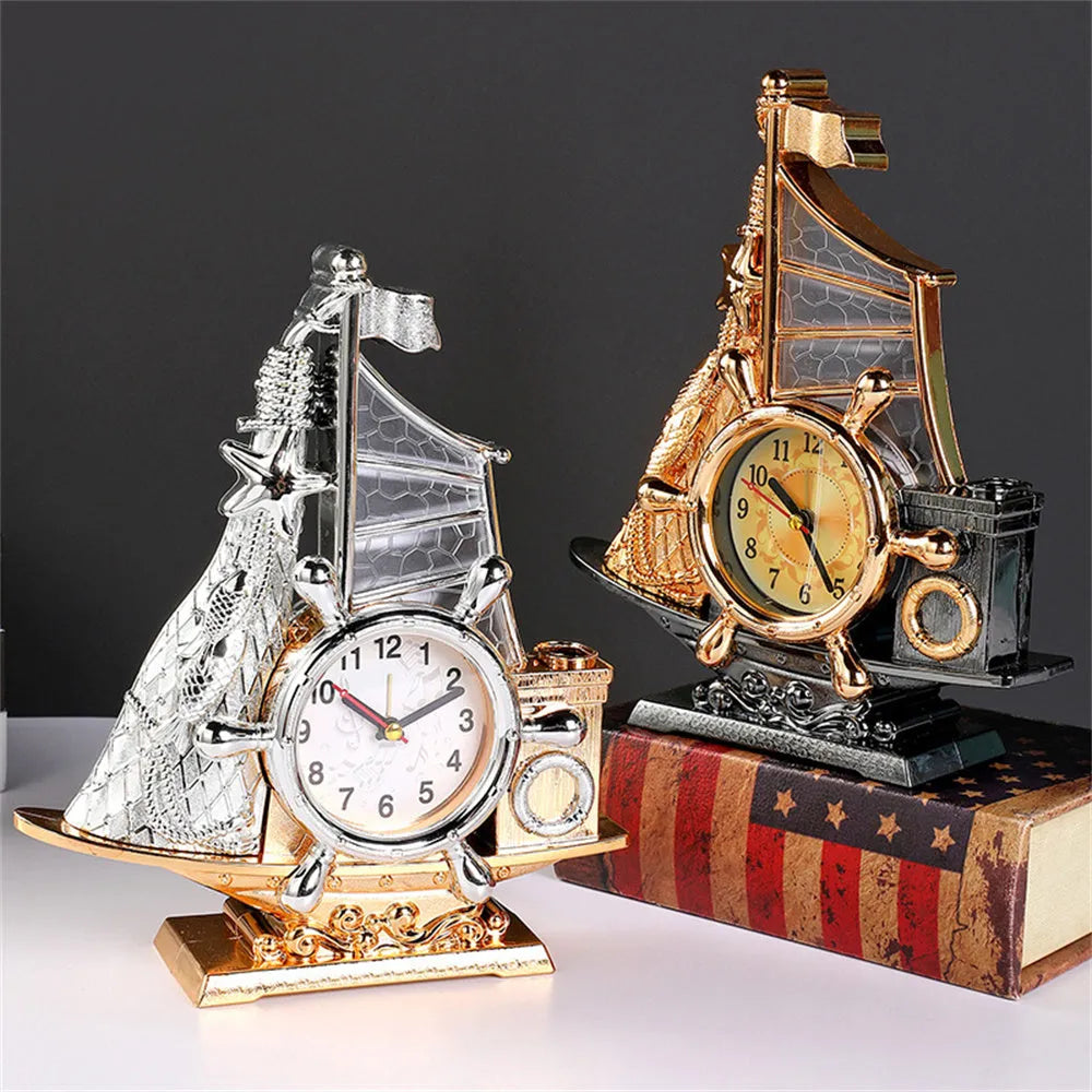 Fashion bedroom alarm clock with gold or silver metallic finish creative home decor